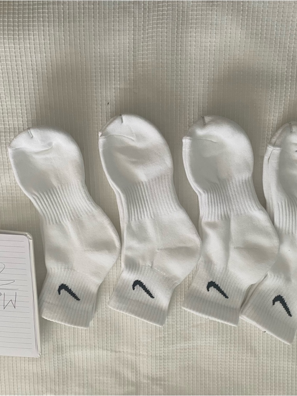 Nike White No-Show Athletic Socks with Black Swoosh - Pack of 4